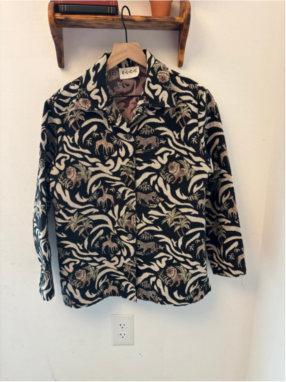 Erin London vintage Safari Tapestry Jacket Size Medium